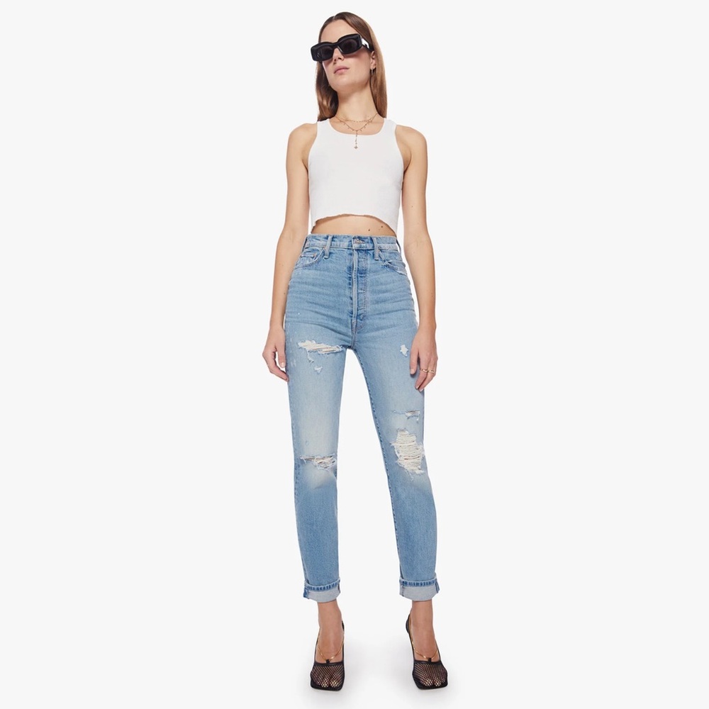 NEW WITH TAGS MOTHER Tune Up Hover Cuff jeans in GTFO size 27